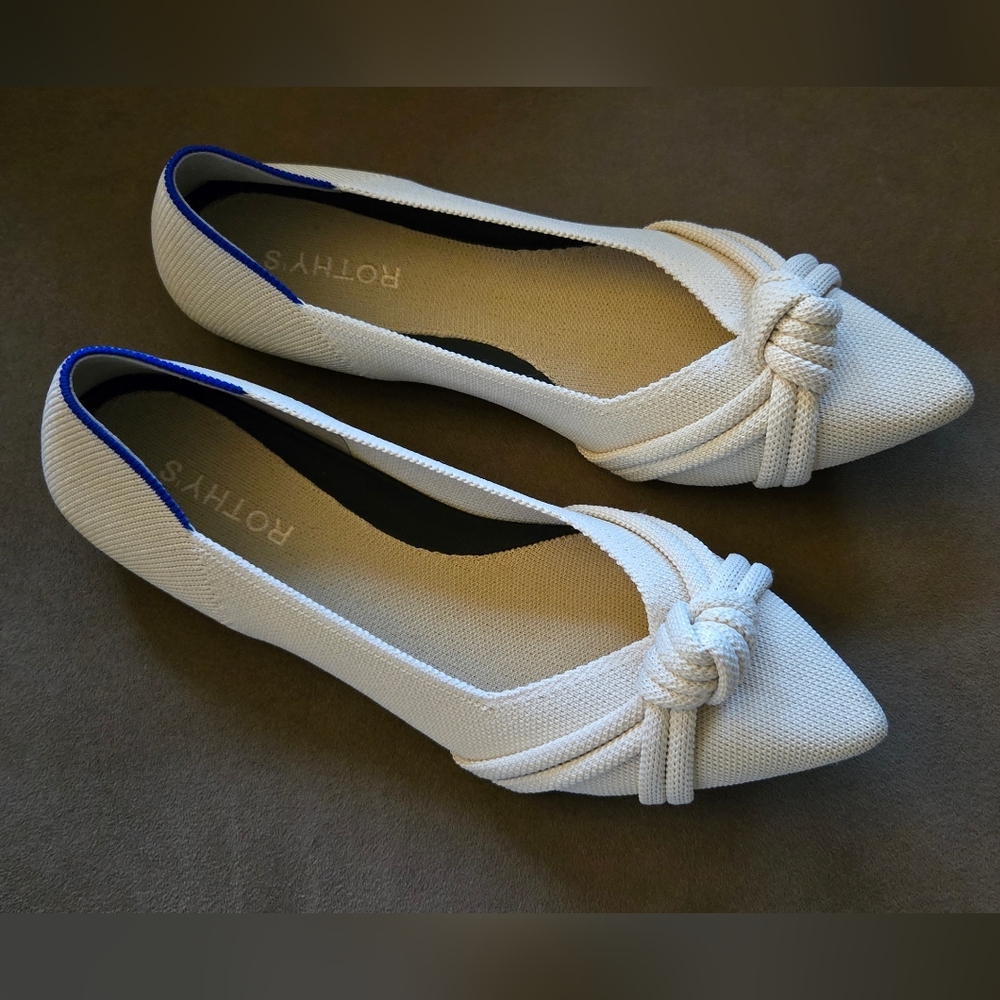 Rothy's Cream Color The Knot Point II Flats Size 10